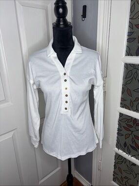 Classic White Long-Sleeve Henley Top